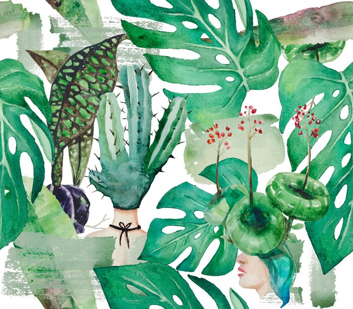 Bild Frauenköpfe mit Pflanzen