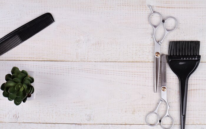 Bild Friseurkomposition auf Brettern