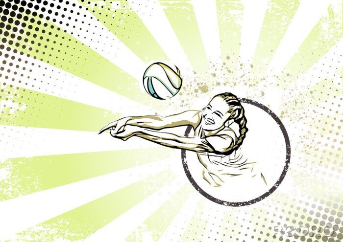 Bild Fröhliche Volleyballspielerin auf abstraktem Hintergrund