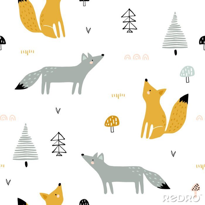 Bild Füchse und Wölfe im skandinavischen Stil