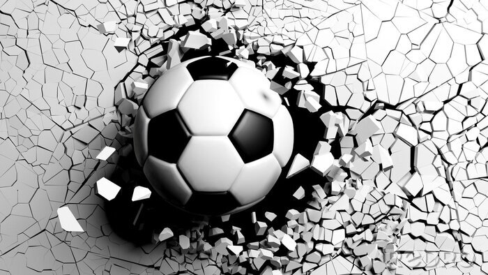 Bild Fußball durchbricht eine 3D-Wand