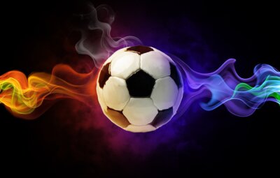 Fußball inmitten von Flammen