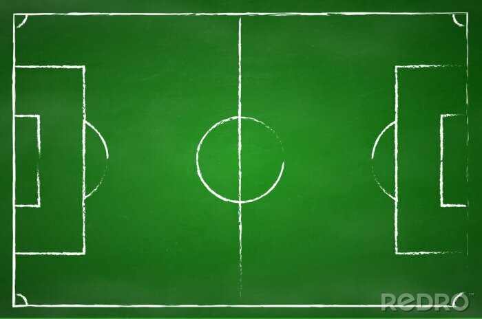 Bild Fußballspiel-Taktik auf grüner Tafel