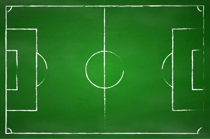 Bild Fußballspiel-Taktik auf grüner Tafel
