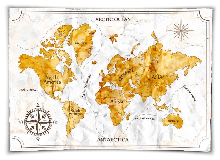 Bild Gealterte Weltkarte Retro