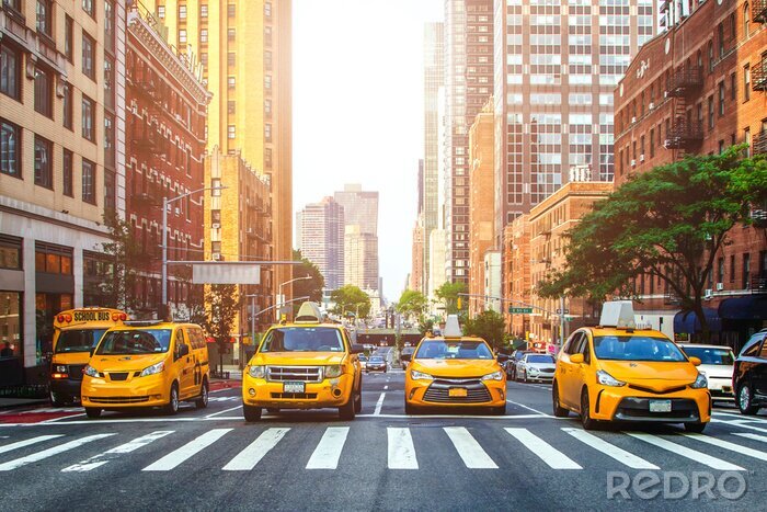 Bild Gelbe Taxis an der Ampel