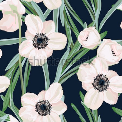 Bild Gemalte Blumen auf dunkelblauem Hintergrund