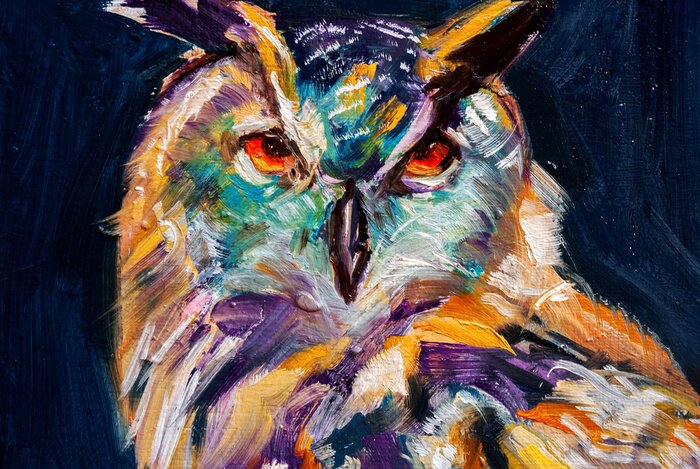Bild Gemalte farbige Eule
