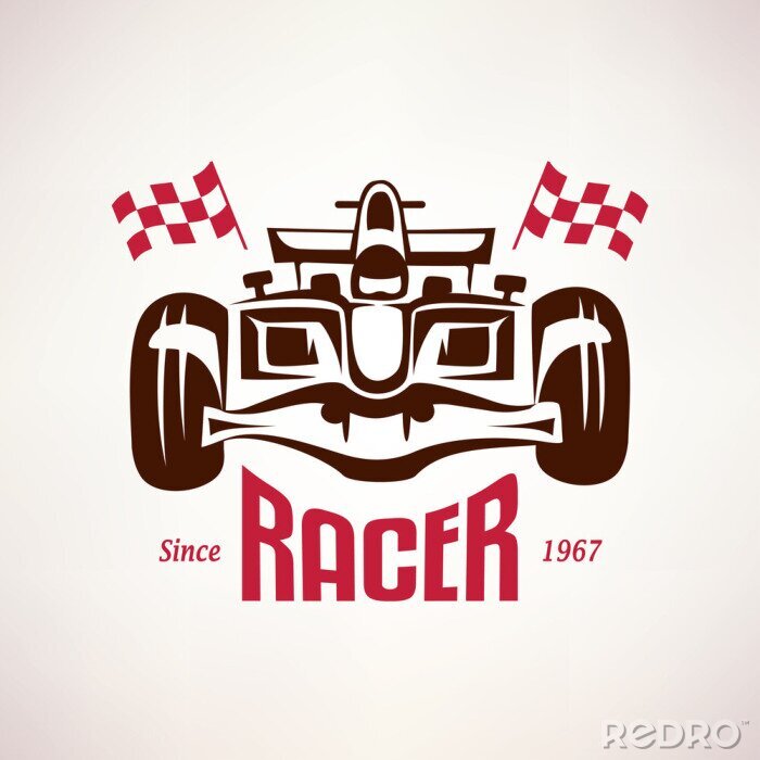 Bild gemalte Formel 1 mit Fahnen