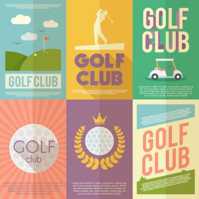 Bild Gemalte Poster mit Golf-Motiven