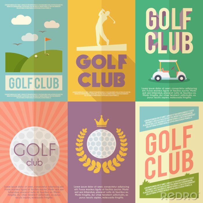 Bild Gemalte Poster mit Golf-Motiven