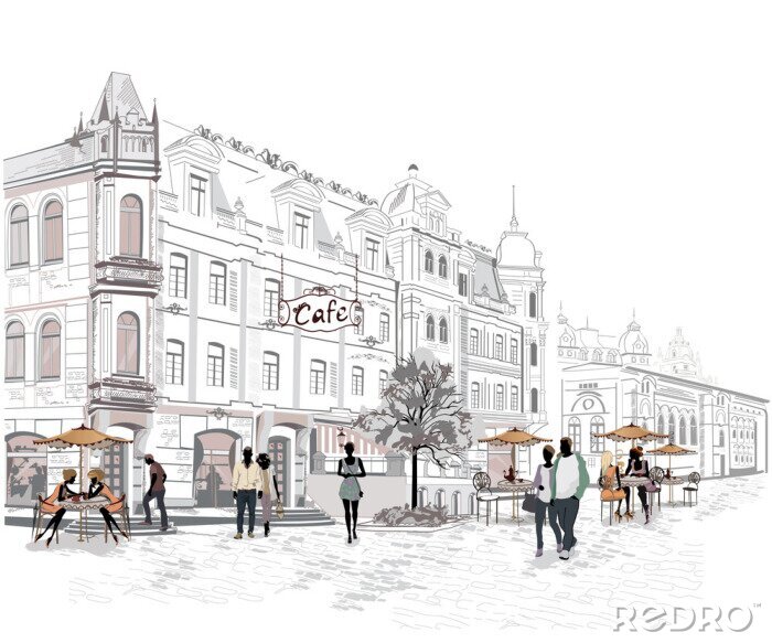 Bild Gemalte Straße mit Passanten