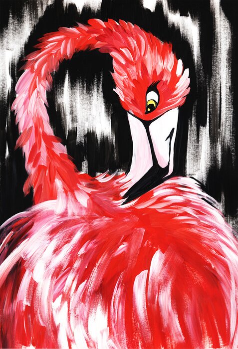 Bild Gemalter Flamingo abstrakt