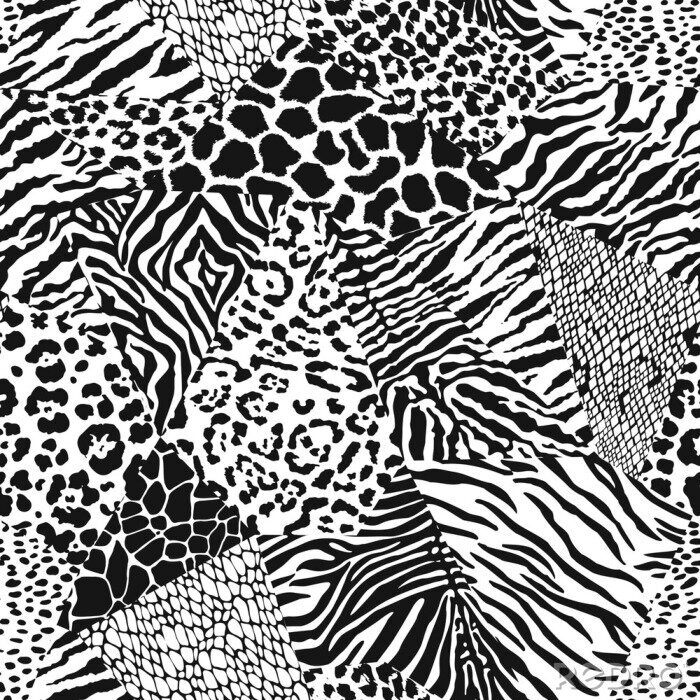 Bild Gemischtes Muster Zebrastreifen Leopardentupfen und Schlangenmuster