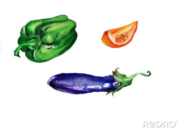 Bild Gemüse Paprika Tomate und Aubergine