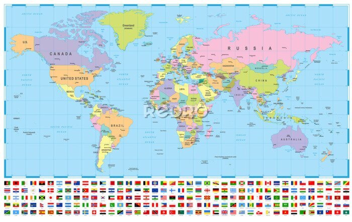 Bild Genaue politische Karte mit Länderkarten