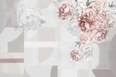 Geometrische Textur mit Blumen