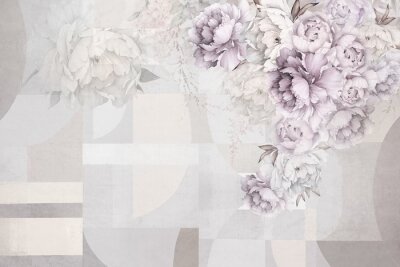 Geometrische Textur mit Pfingstrosen