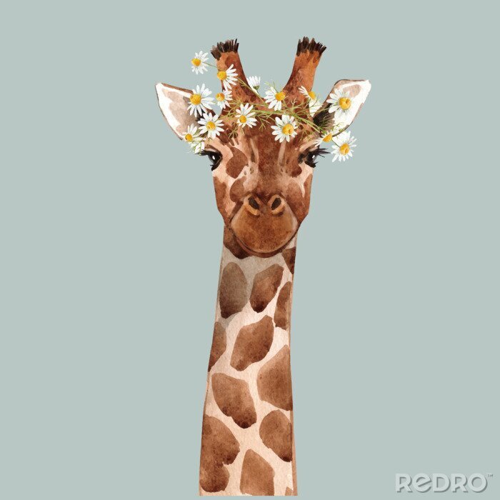 Bild Giraffe mit Blumen