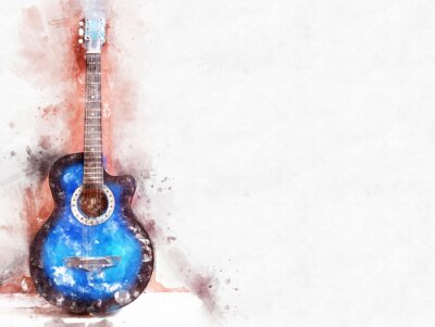 Gitarre in einer musikalischen Illustration