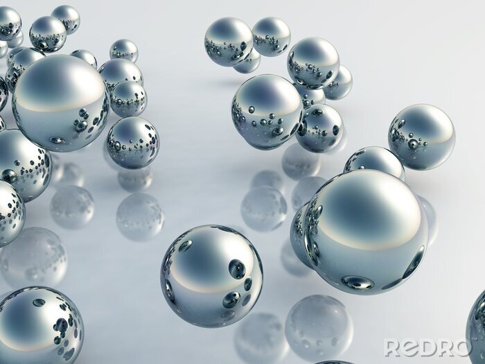 Bild Glänzende Kugeln 3D auf Glas