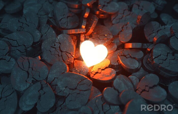 Bild Glowing Heart with Broken Hearts