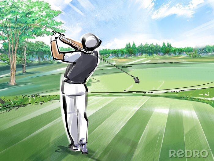 Bild Golfspieler mit Himmelhintergrund