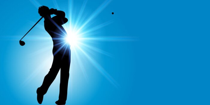 Bild Golspieler auf blauem Hintergrund