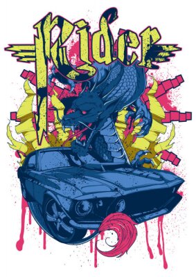 Graffiti mit einem Retro-Auto