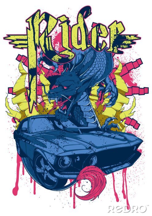 Bild Graffiti mit einem Retro-Auto