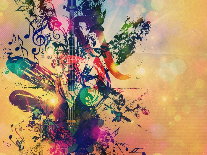 Bild Grafik mit Instrument und Ornamenten