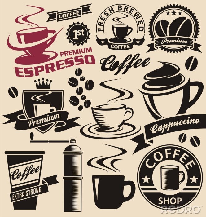 Bild Grafik mit Kaffeesymbolen
