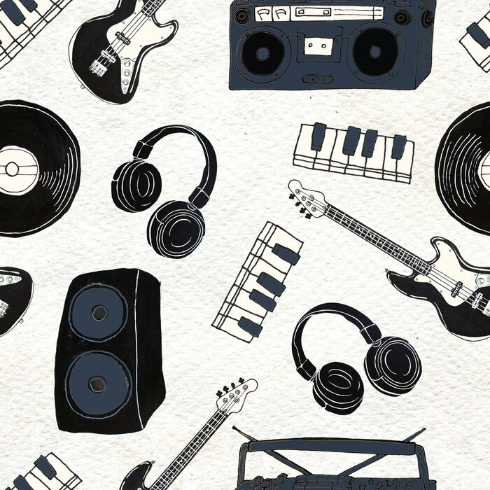 Bild Grafik mit Musikinstrumenten als Thema