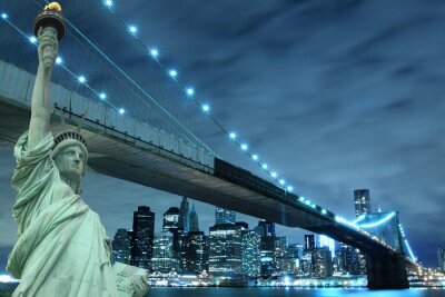 Grafik von Brooklyn Bridge und Freiheitsstatue