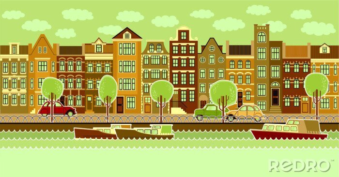 Bild Grafiken mit Gebäuden in Amsterdam