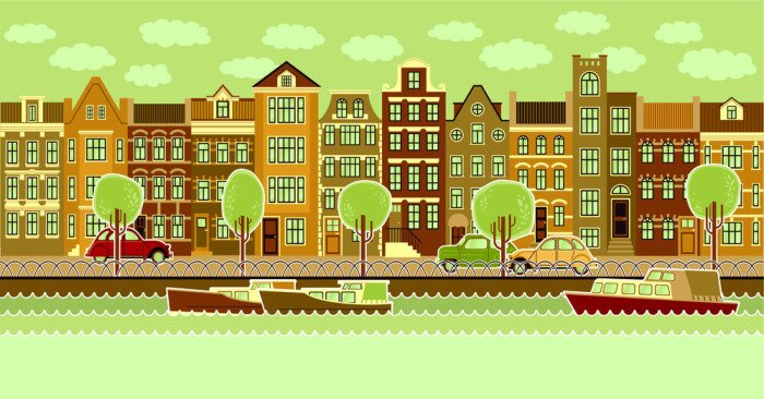 Bild Grafiken mit Gebäuden in Amsterdam