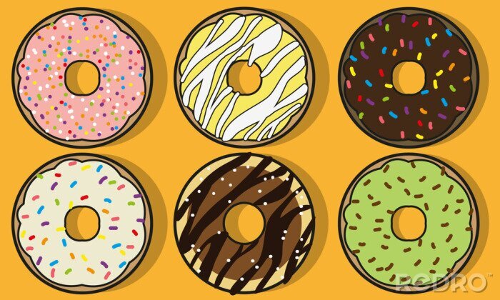 Bild Grafische bunte Donuts