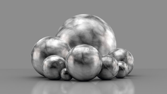 Bild Große und kleine silberne Kugeln