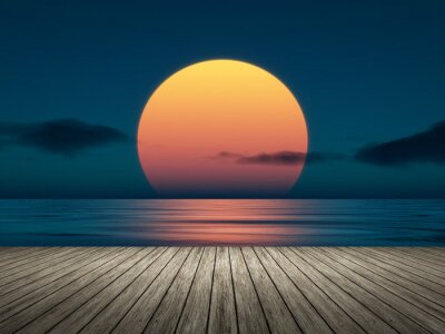 Bild Großer Sonnenuntergang und Steg