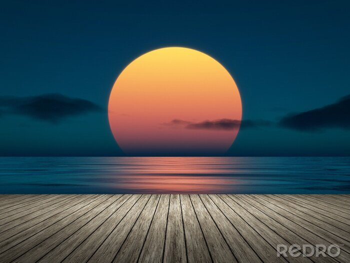 Bild Großer Sonnenuntergang und Steg