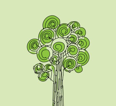 Bild Grüne Abstraktion mit einem Baum