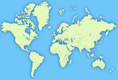 Grüne Kontinente vor blauem Hintergrund