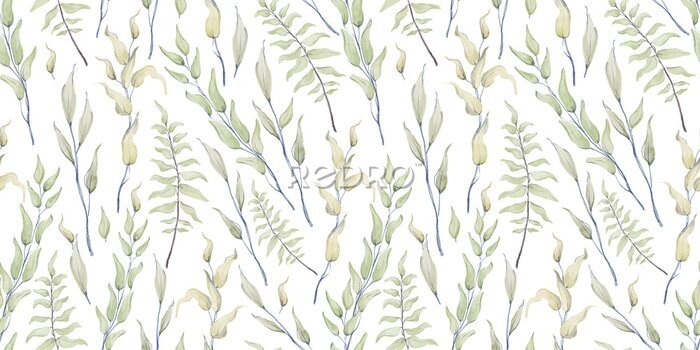 Bild Grüne Pflanzen mit Aquarellfarben gemalt