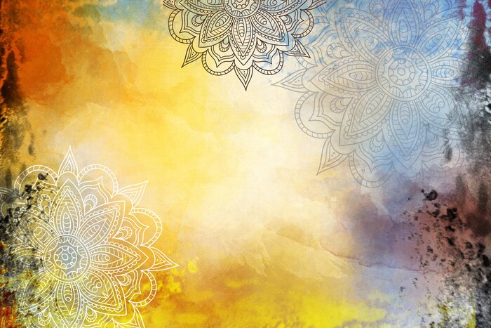 Bild Grunge Mandala Background yellow and orange