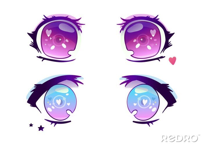 Bild Hand drawn anime eyes. Colored vector set. All elements are isolated