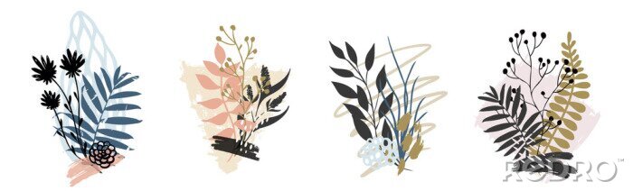 Bild Hand drawn vector abstract tropical leaves background isolated on white. Vector