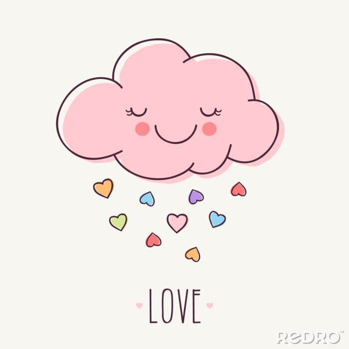 Bild Hand gezeichnete rosa Liebe-Wolke