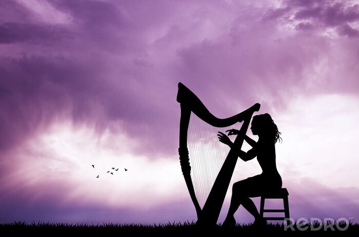 Bild Harfe spielende Frau