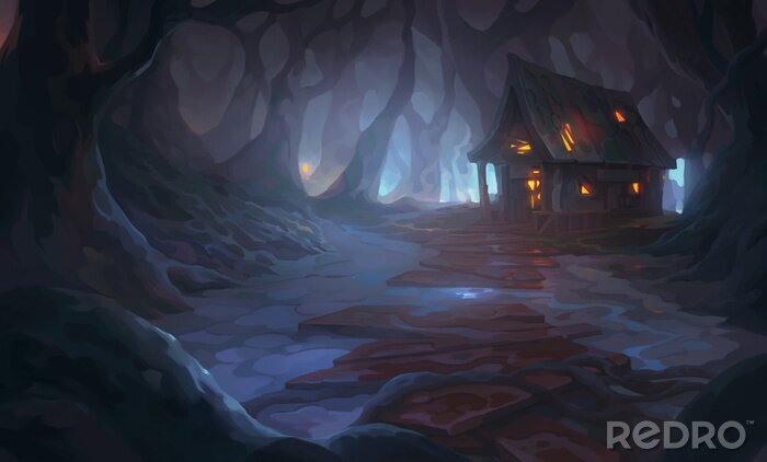 Bild Haus im Wald im Fantasy-Stil