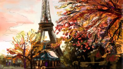 Herbstliches gemaltes Paris